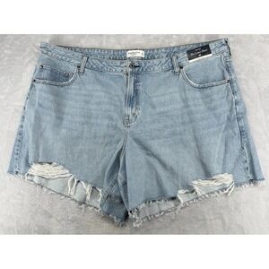 Abercrombie & Fitch Shorts High Rise The Loose Short Distressed Denim Women's 36